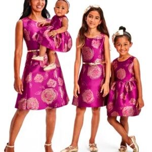 Women’s Mommy And Me Metallic Jacquard Matching Fit And Flare Dress - Pink